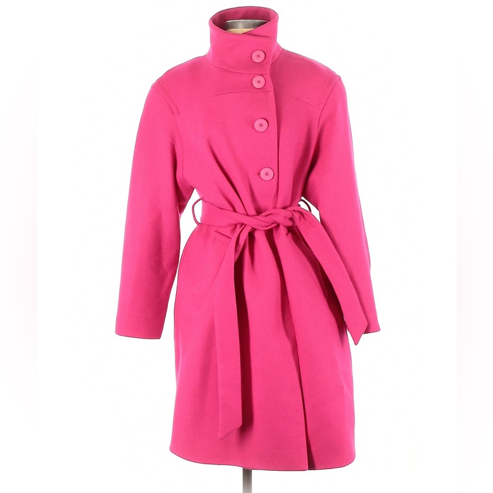 Zara Hot Pink Knee-Length Wool/Acetate Coat